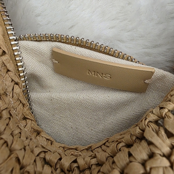 MNG By Mango Tan Round Natural Fiber Woven Shoulder Bag - Picture 9 of 10
